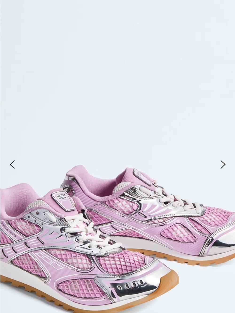 Bottega Veneta Pink Mesh Sneakers with Silver Accents